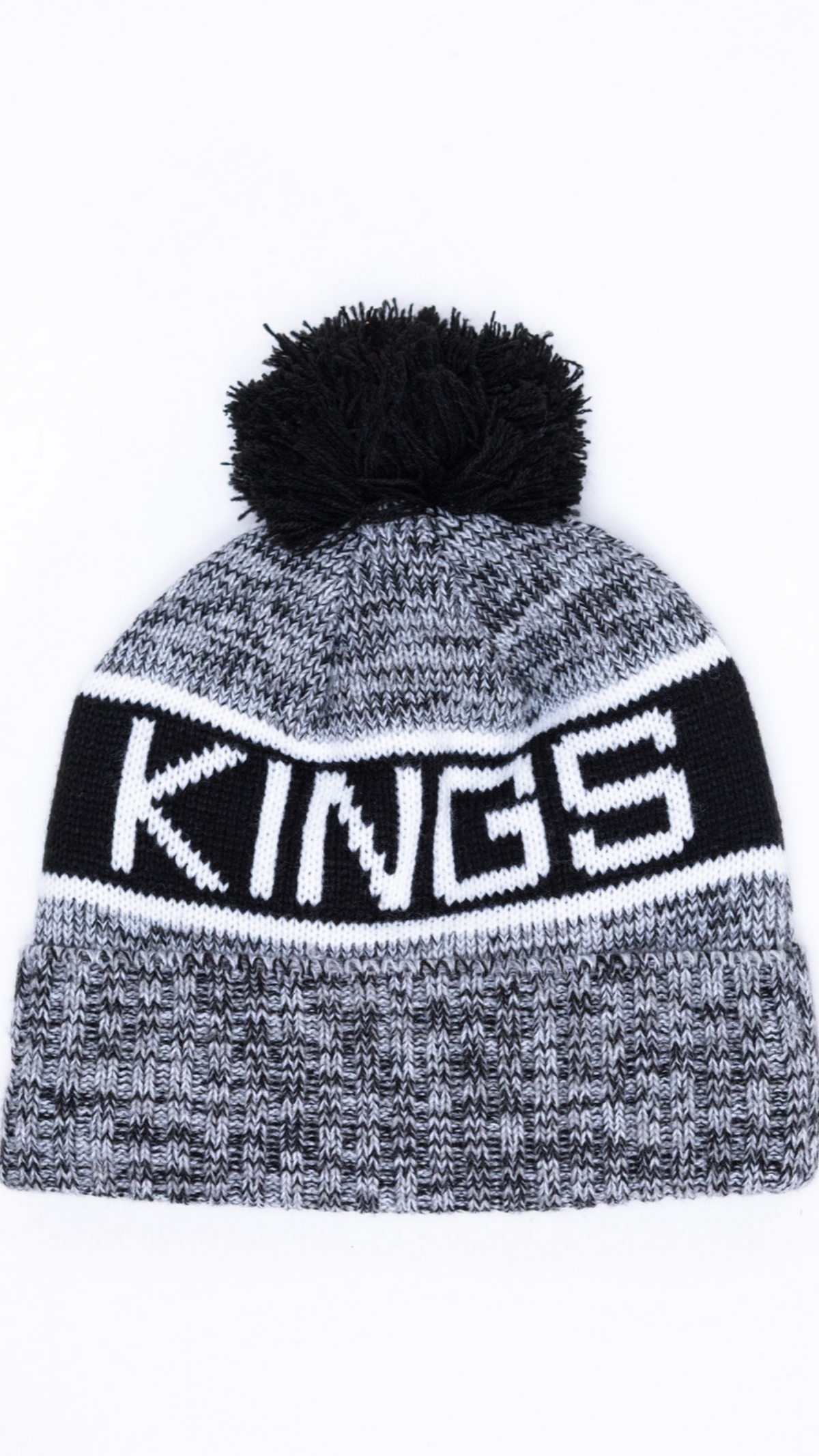 Los Angeles Kings Pom Pom Knit Beanie - Grey/Black
