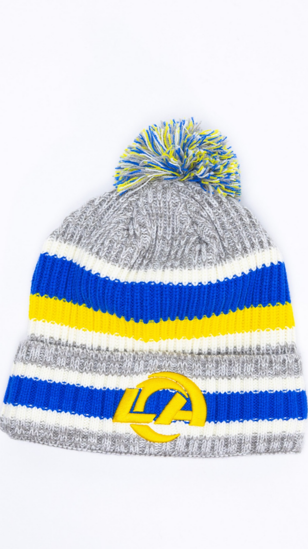 Los Angeles Rams Pom Pom Knit Beanie - Grey/Blue
