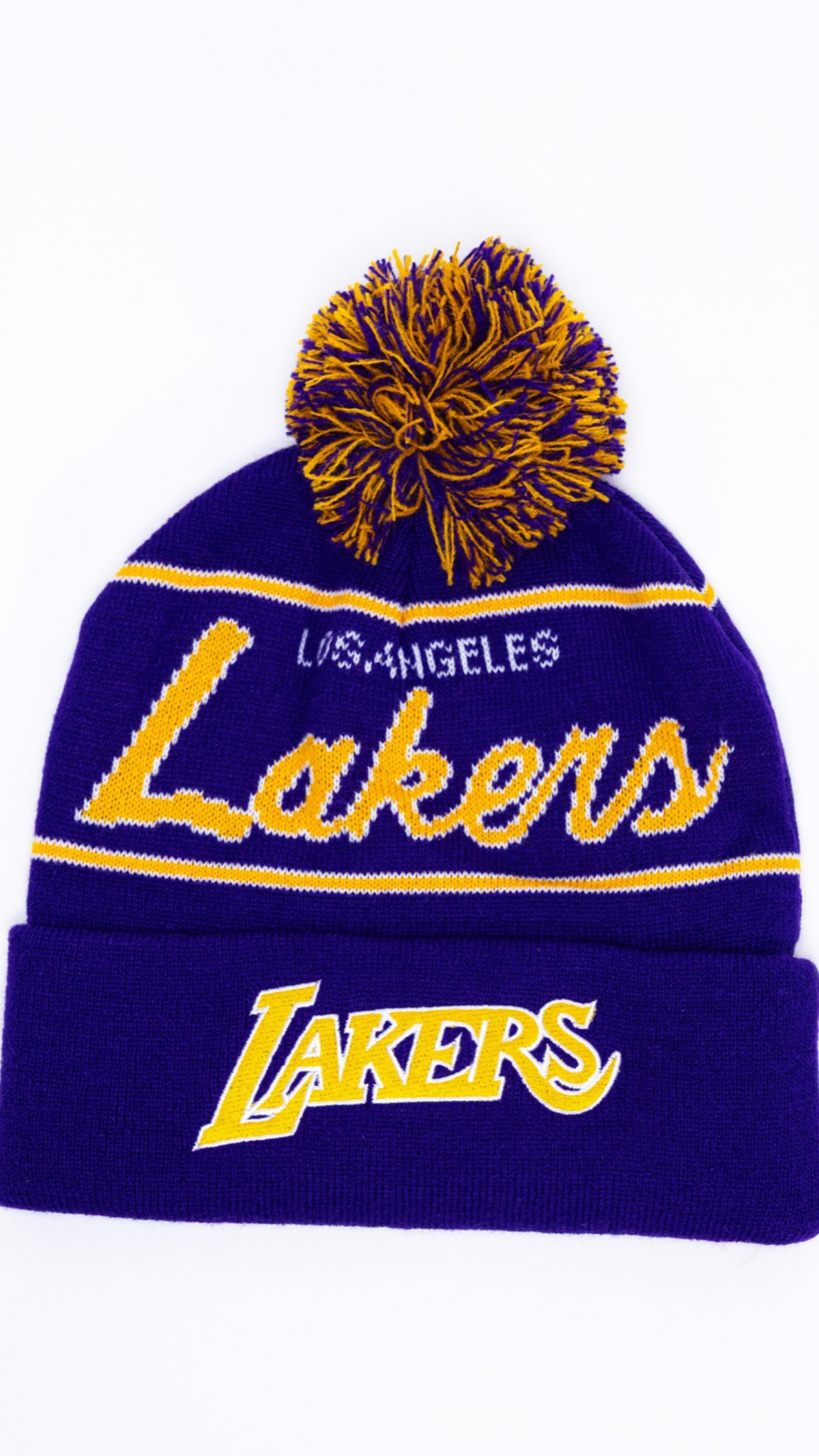 Los Angeles Lakers Pom Pom Knit Beanie - Dark Purple