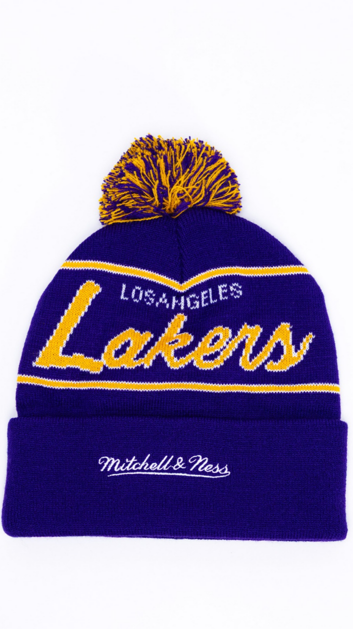 Los Angeles Lakers Pom Pom Knit Beanie - Dark Purple