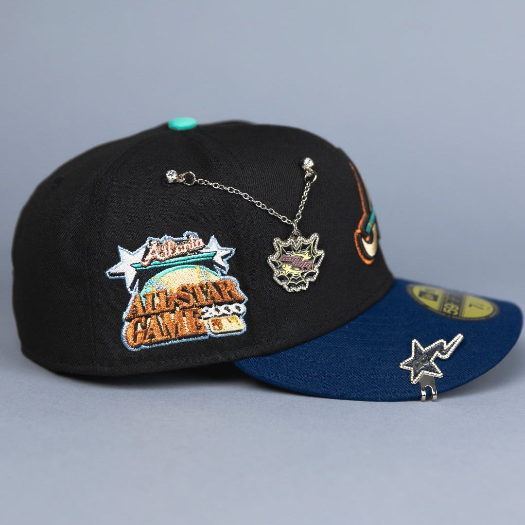 NEW ERA EXCLUSIVE 59FIFTY BLACK/ NAVY ATLANTA BRAVES W/ 2000 ALL STAR GAME SIDE PATCH