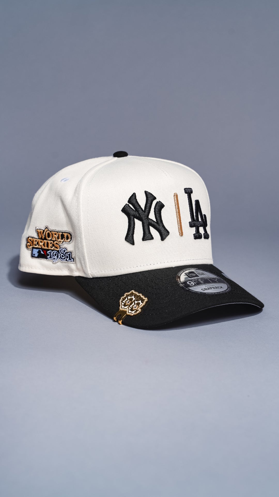 NEW ERA 9FIFTY A-FRAME CHROME/BLACK NEW YORK YANKEES X LOS ANGELES DODGERS W/ 1981 WORLD SERIES SIDE PATCH