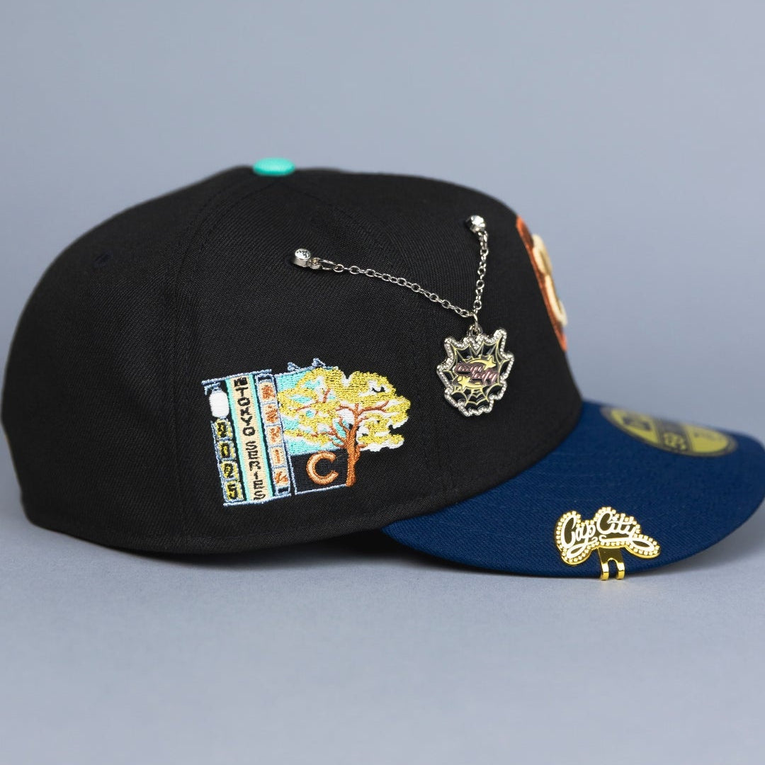 NEW ERA EXCLUSIVE 59FIFTY BLACK/ NAVY CHICAGO CUBS W/ TOKYO SERIES SIDE PATCH