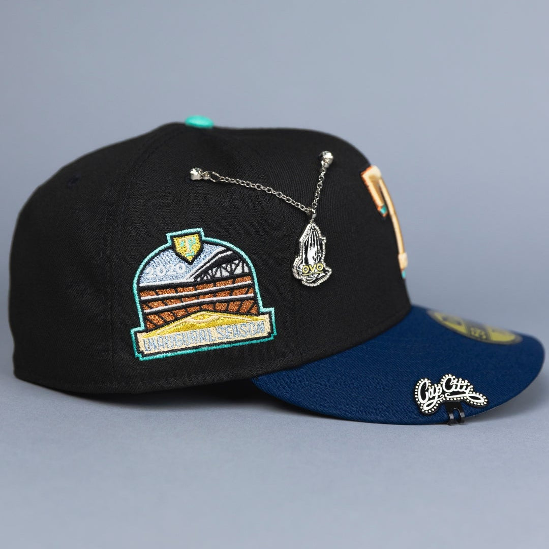 NEW ERA EXCLUSIVE 59FIFTY BLACK/ NAVY TEXAS RANGERS W/ 2020 INAUGURAL SEASON SIDE PATCH