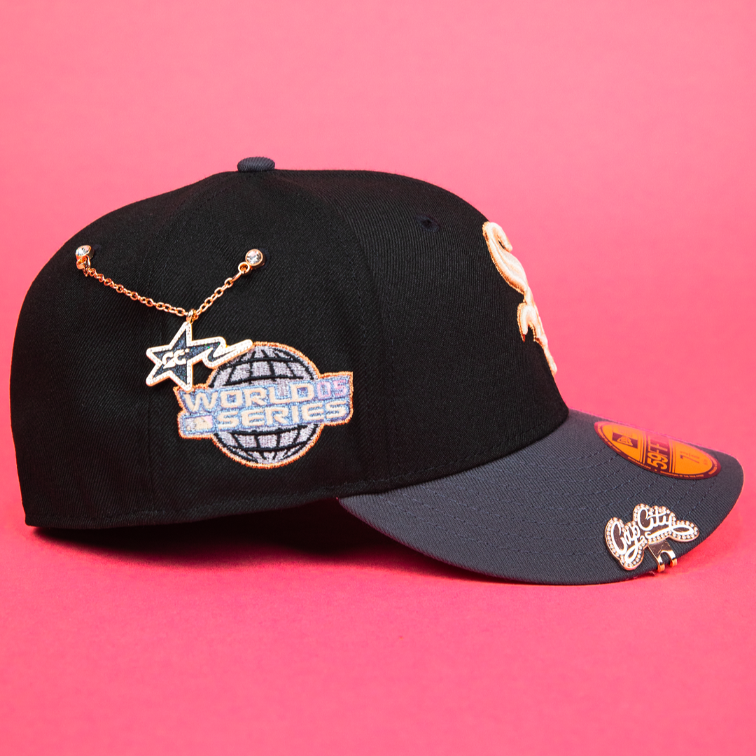 NEW ERA EXCLUSIVE 59FIFTY BLACK/ GREY CHICAGO WHITE SOX W/ 2005 WORLD SERIES SIDE PATCH