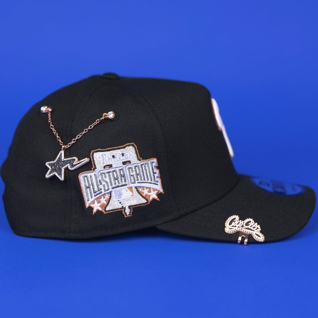 NEW ERA 9FIFTY A-FRAME BLACK PHILADELPHIA PHILLIES SNAPBACK W/ 1996 ALL STAR GAME SIDE PATCH