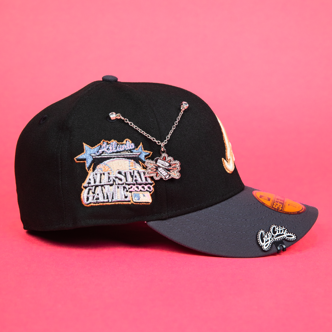 NEW ERA EXCLUSIVE 59FIFTY BLACK/ GREY ATLANTA BRAVES W/ 2000 ALL STAR GAME SIDE PATCH