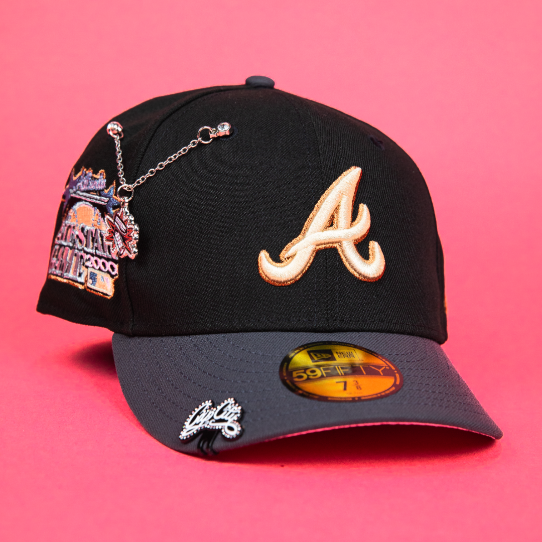 NEW ERA EXCLUSIVE 59FIFTY BLACK/ GREY ATLANTA BRAVES W/ 2000 ALL STAR GAME SIDE PATCH
