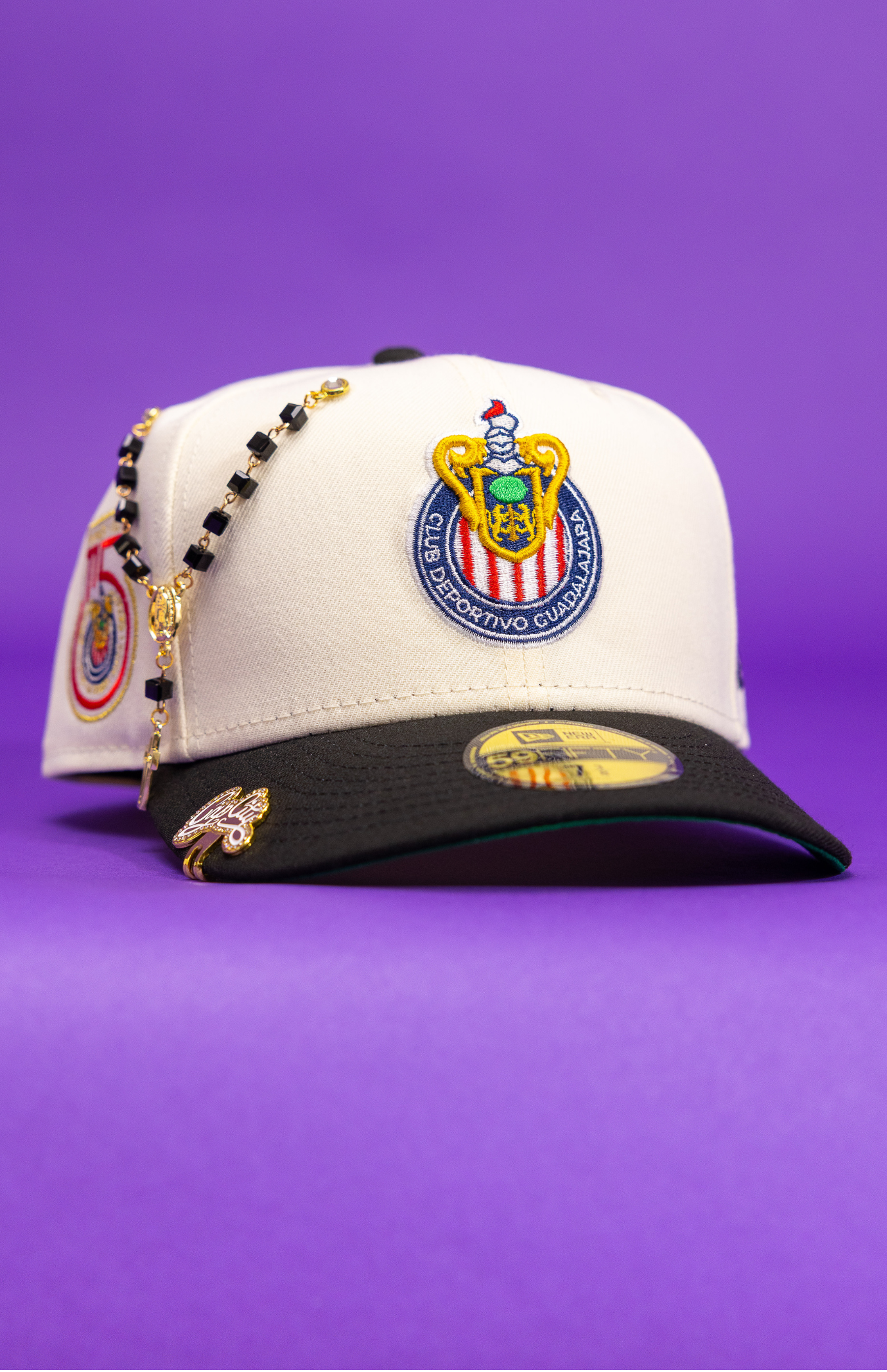 New Era Exclusive 59Fifty Chrome/Black Chivas De Guadalajara W/ 115th Anniversary Side Patch