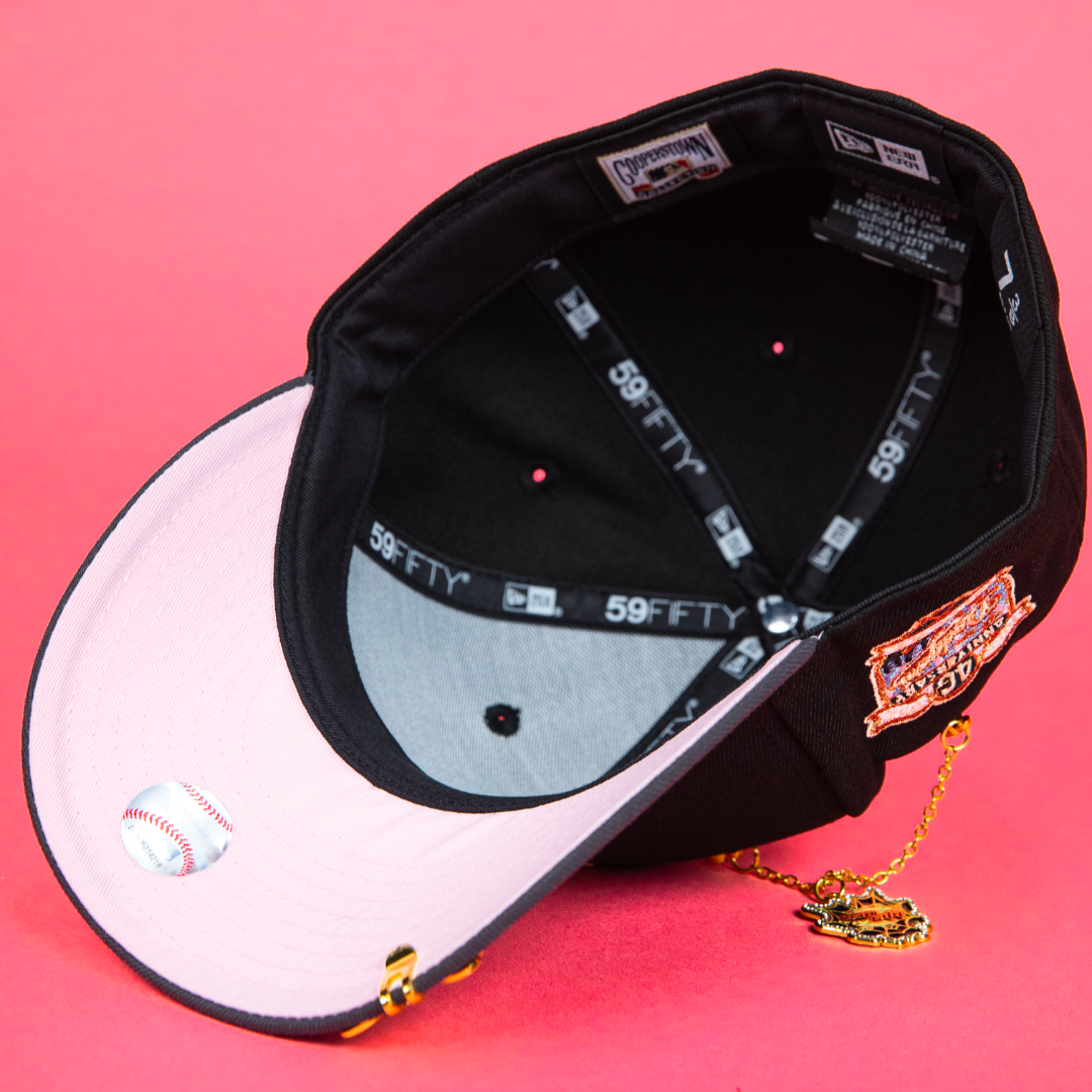 NEW ERA EXCLUSIVE 59FIFTY BLACK/ GREY LOS ANGELES DODGERS W/ 40TH ANNIVERSARY SIDE PATCH