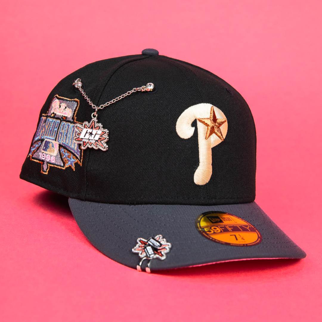 NEW ERA EXCLUSIVE 59FIFTY BLACK/ GREY PHILADELPHIA PHILLIES W/ 1996 ALL STAR GAME SIDE PATCH