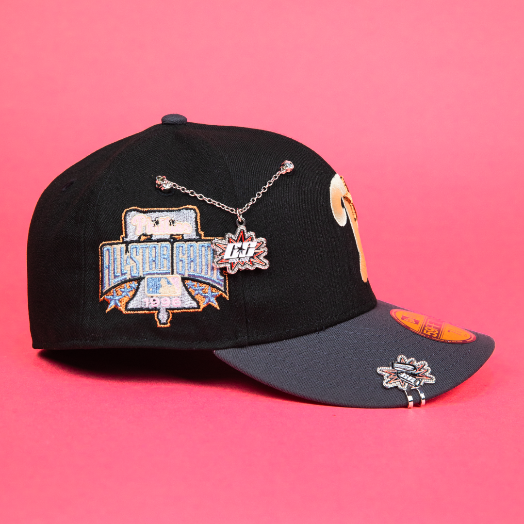 NEW ERA EXCLUSIVE 59FIFTY BLACK/ GREY PHILADELPHIA PHILLIES W/ 1996 ALL STAR GAME SIDE PATCH