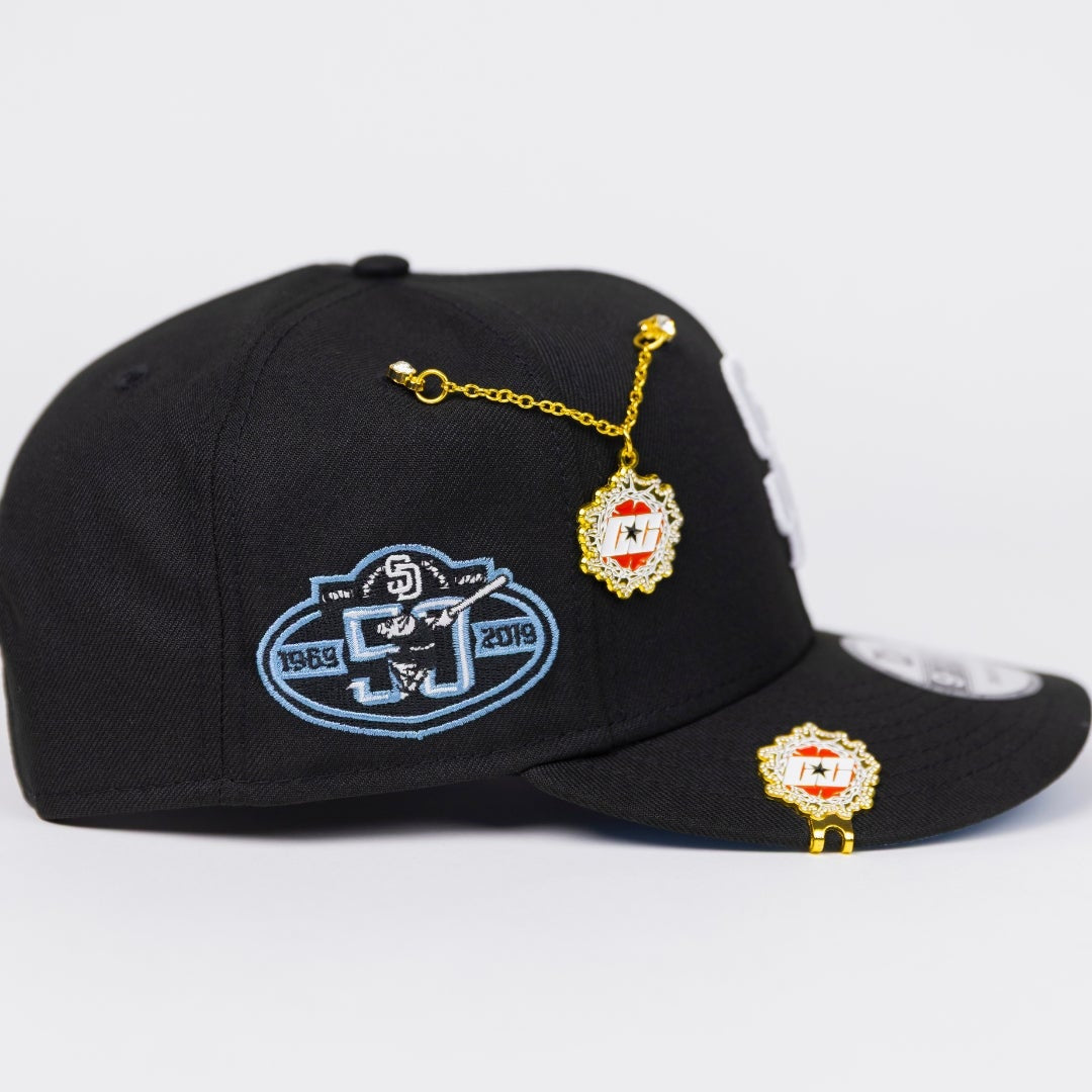 NEW ERA EXCLUSIVE 9FIFTY BLACK SAN DIEGO PADRES SNAPBACK W/ 50TH ANNIVERSARY SIDE PATCH