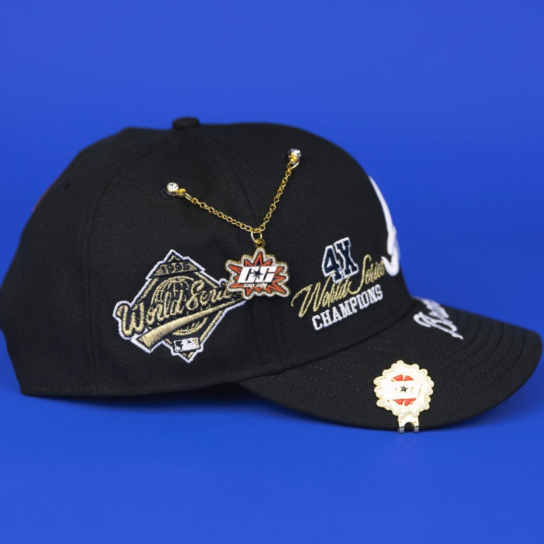 NEW ERA EXCLUSIVE 9FIFTY BLACK ATLANTA BRAVES SNAPBACK W/ WORLD SERIES EMBROIDERY PATCHES