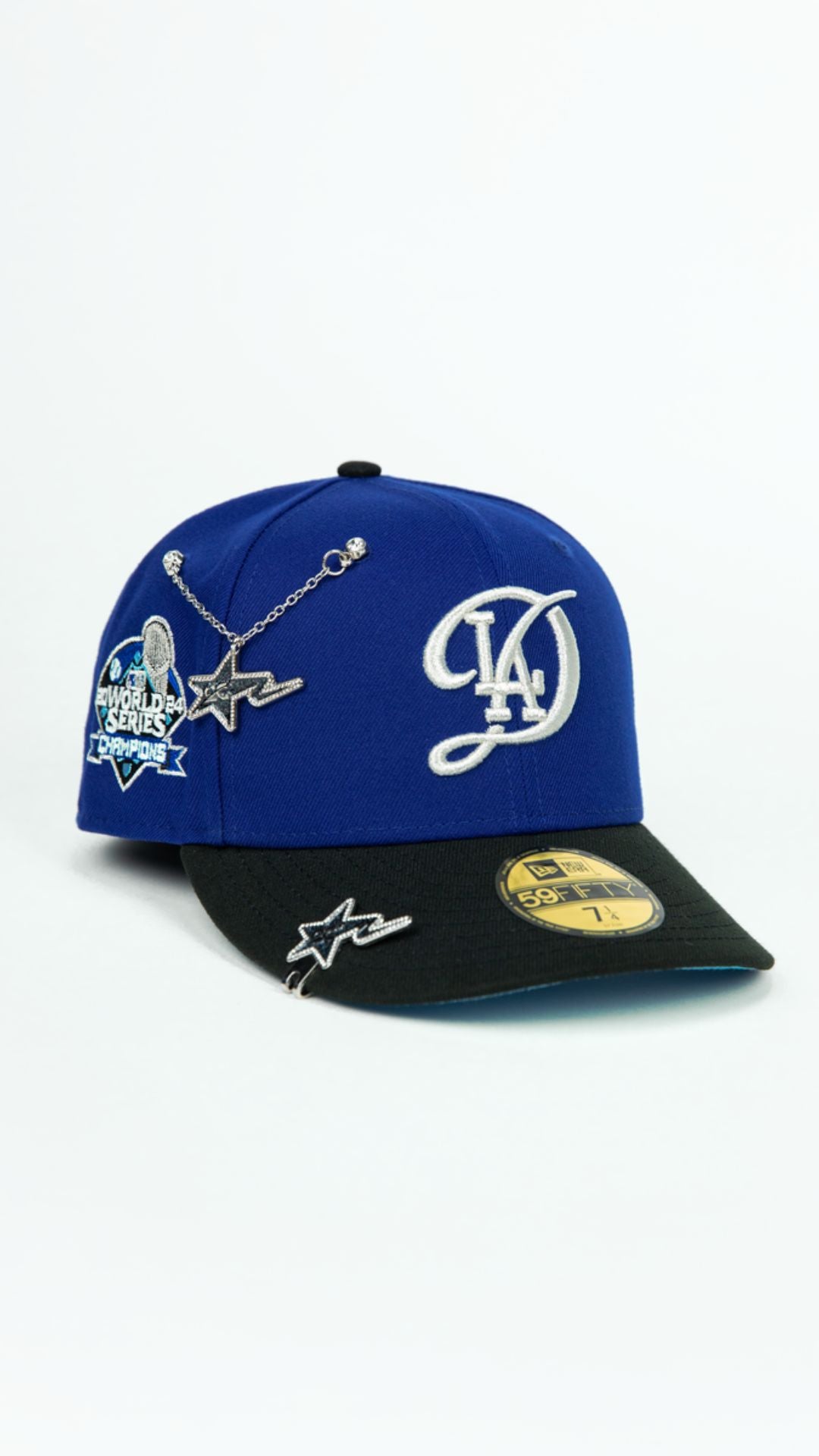 NEW ERA EXCLUSIVE 59FIFTY DARK BLUE/ BLACK LOS ANGELES DODGERS W/ 2024 WORLD SERIES CHAMPIONS SIDE PATCH