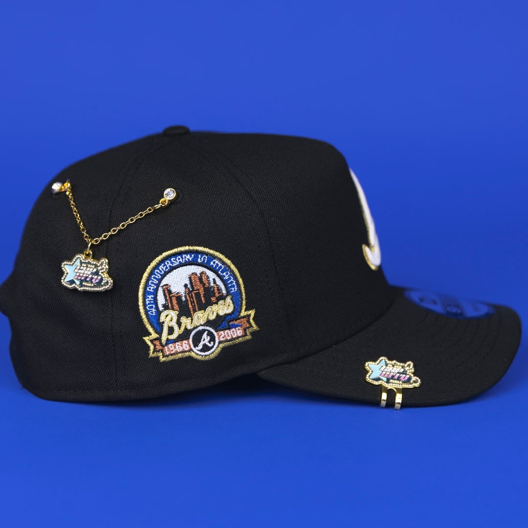NEW ERA 9FIFTY A-FRAME BLACK ATLANTA BRAVES SNAPBACK W/ 40TH ANNIVERSARY SIDE PATCH