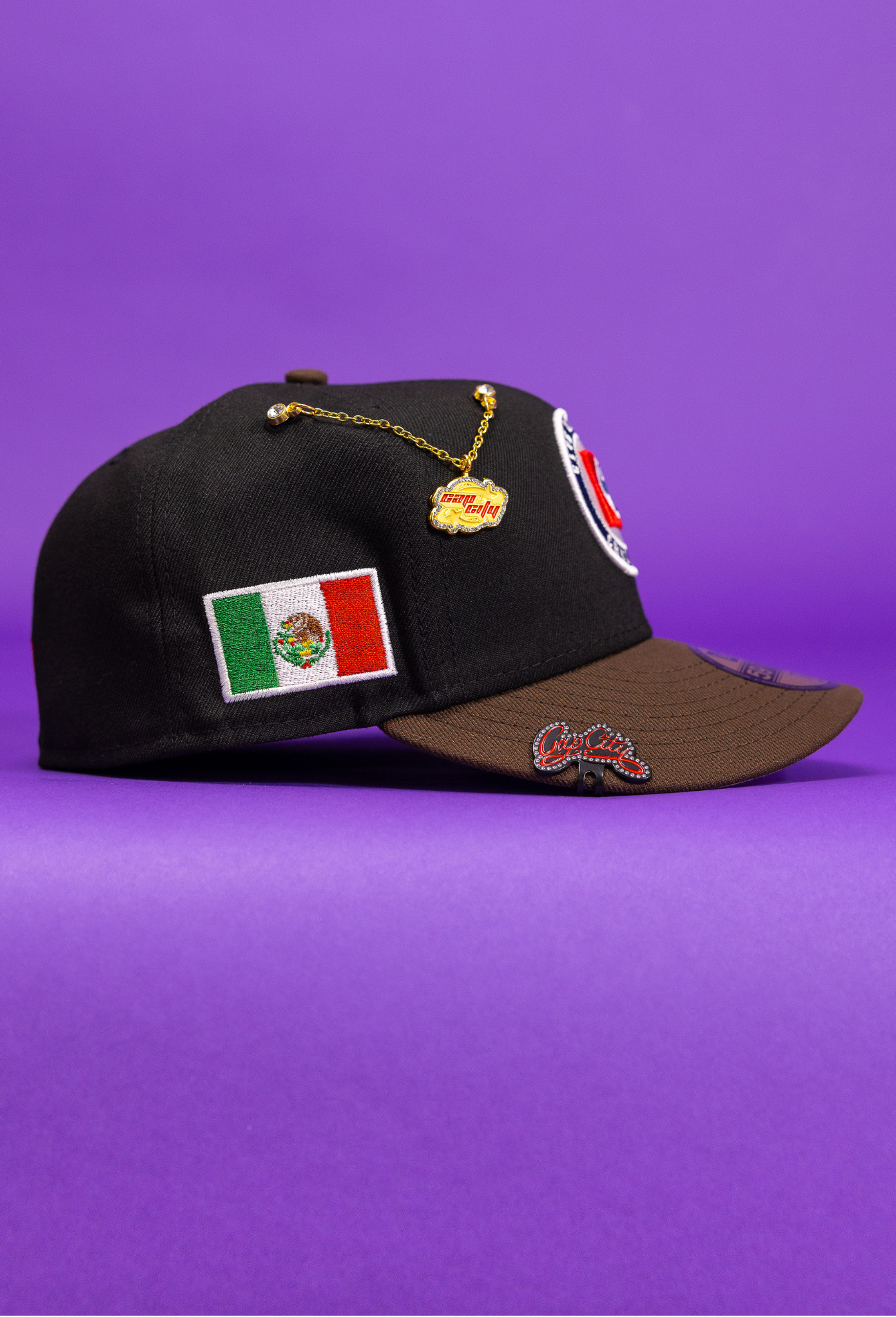 New Era Exclusive 59Fifty Black/ Brown Club Cruz Azul W/ Mexico Flag Side Patch