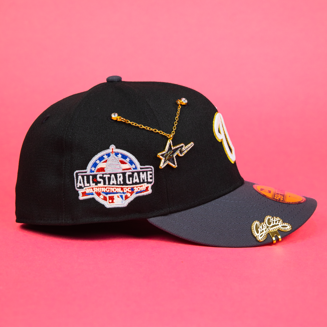 NEW ERA EXCLUSIVE 59FIFTY BLACK/ GREY WASHINGTON NATIONALS W/ ALL STAR GAME SIDE PATCH