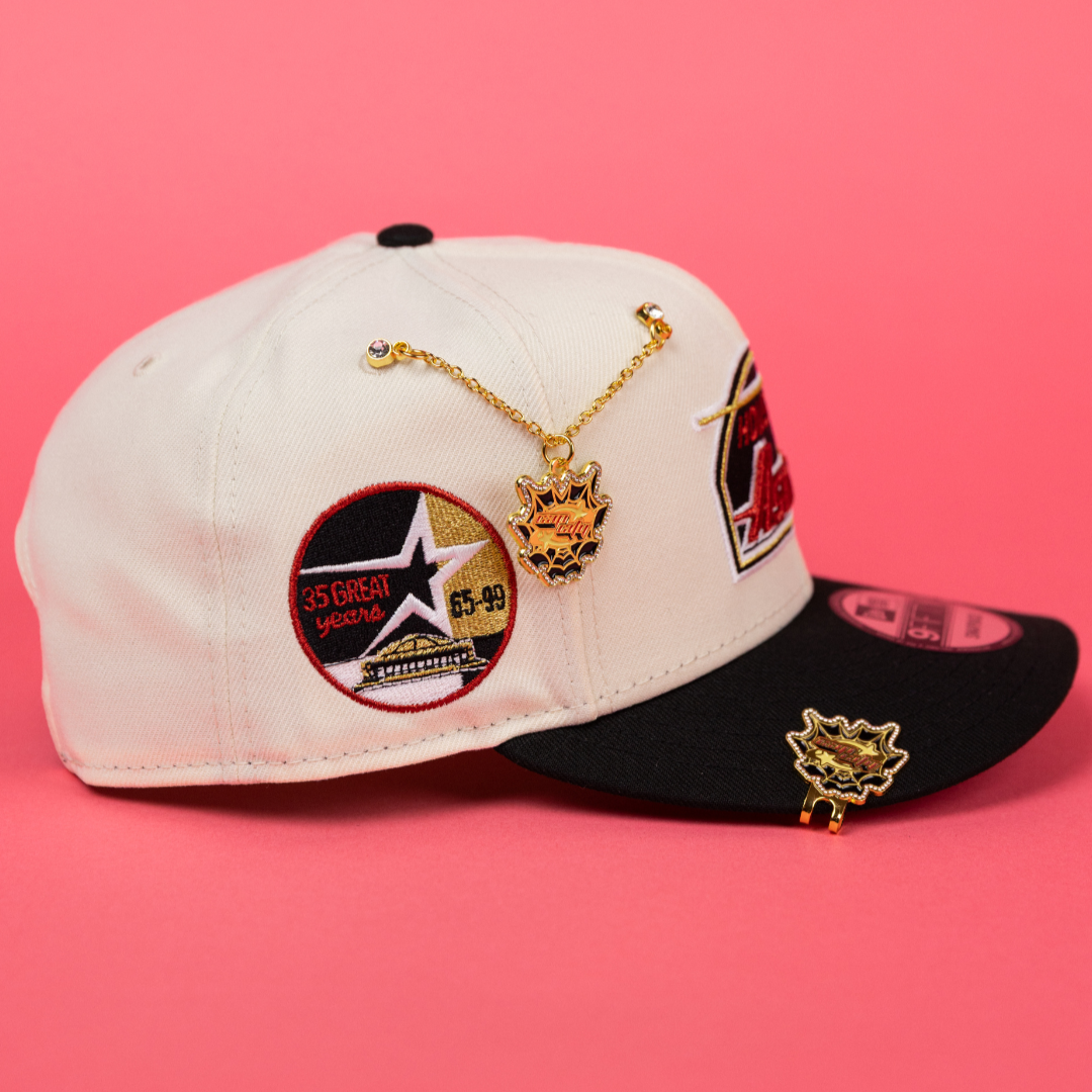 NEW ERA EXCLUSIVE 9FIFTY CHROME/ BLACK HOUSTON ASTROS SNAPBACK W/ 35TH ANNIVERSARY SIDE PATCH
