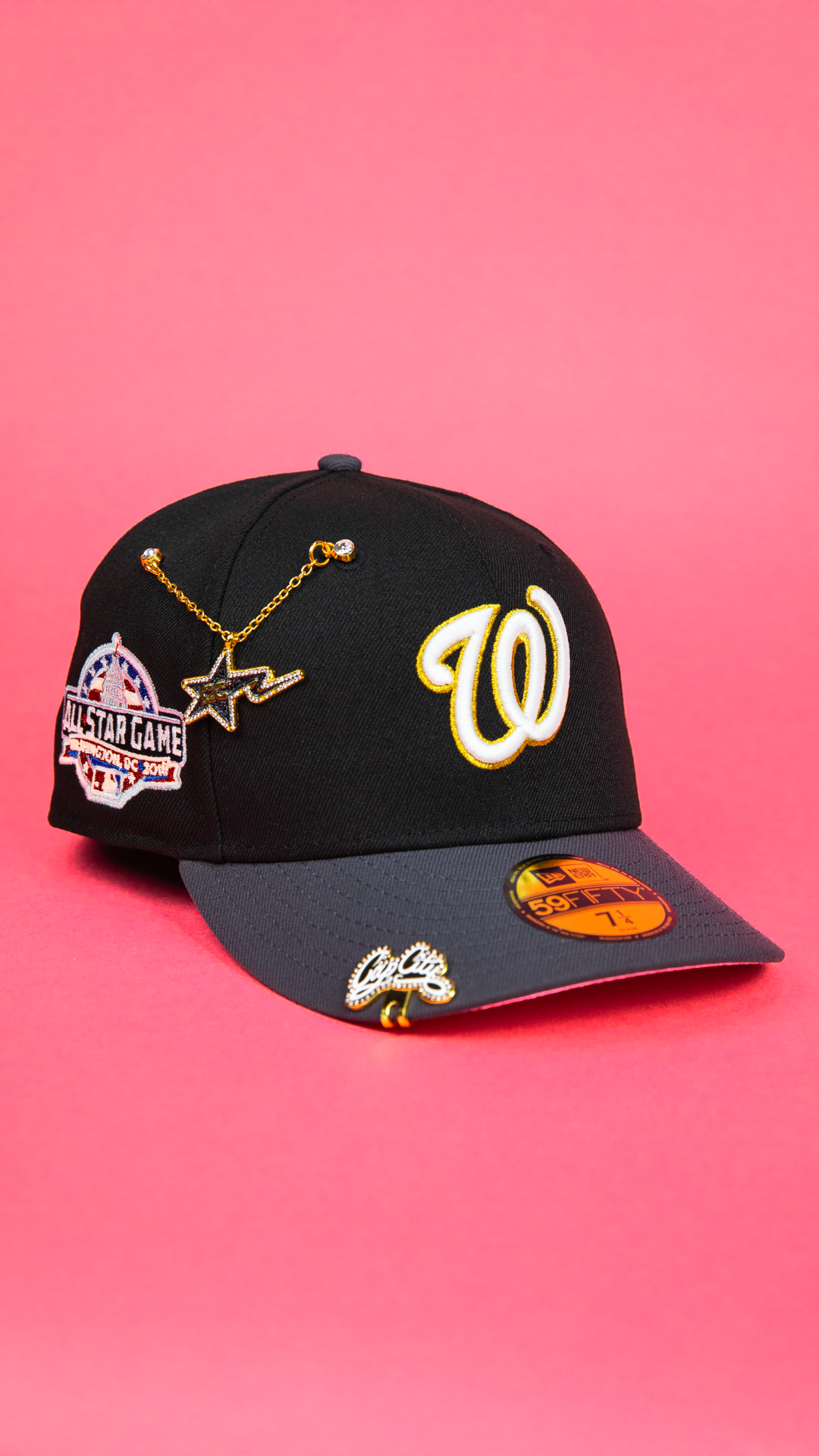 NEW ERA EXCLUSIVE 59FIFTY BLACK/ GREY WASHINGTON NATIONALS W/ ALL STAR GAME SIDE PATCH