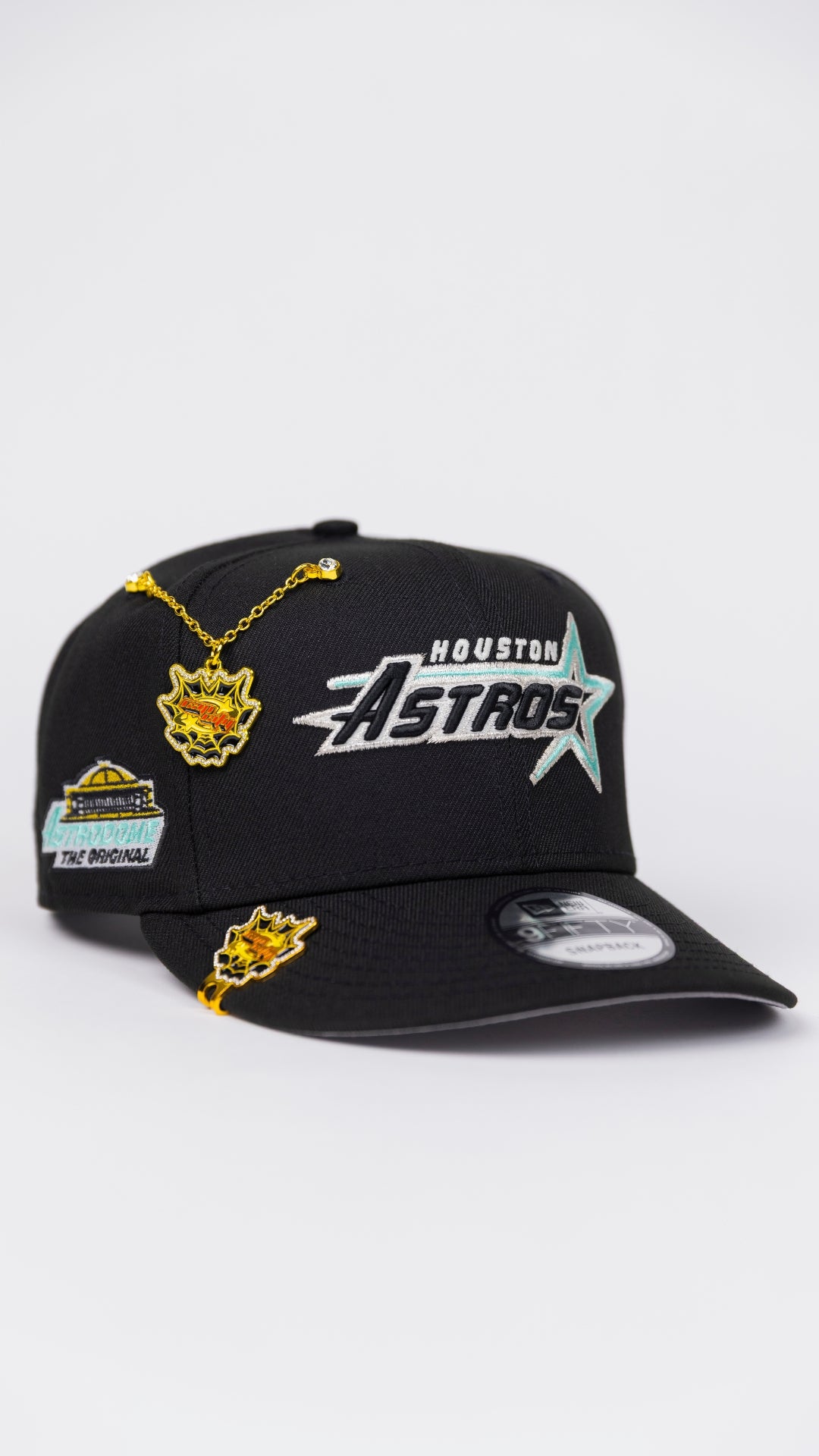 NEW ERA EXCLUSIVE 9FIFTY BLACK HOUSTON ASTROS SNAPBACK W/ ASTRODOME SIDE PATCH