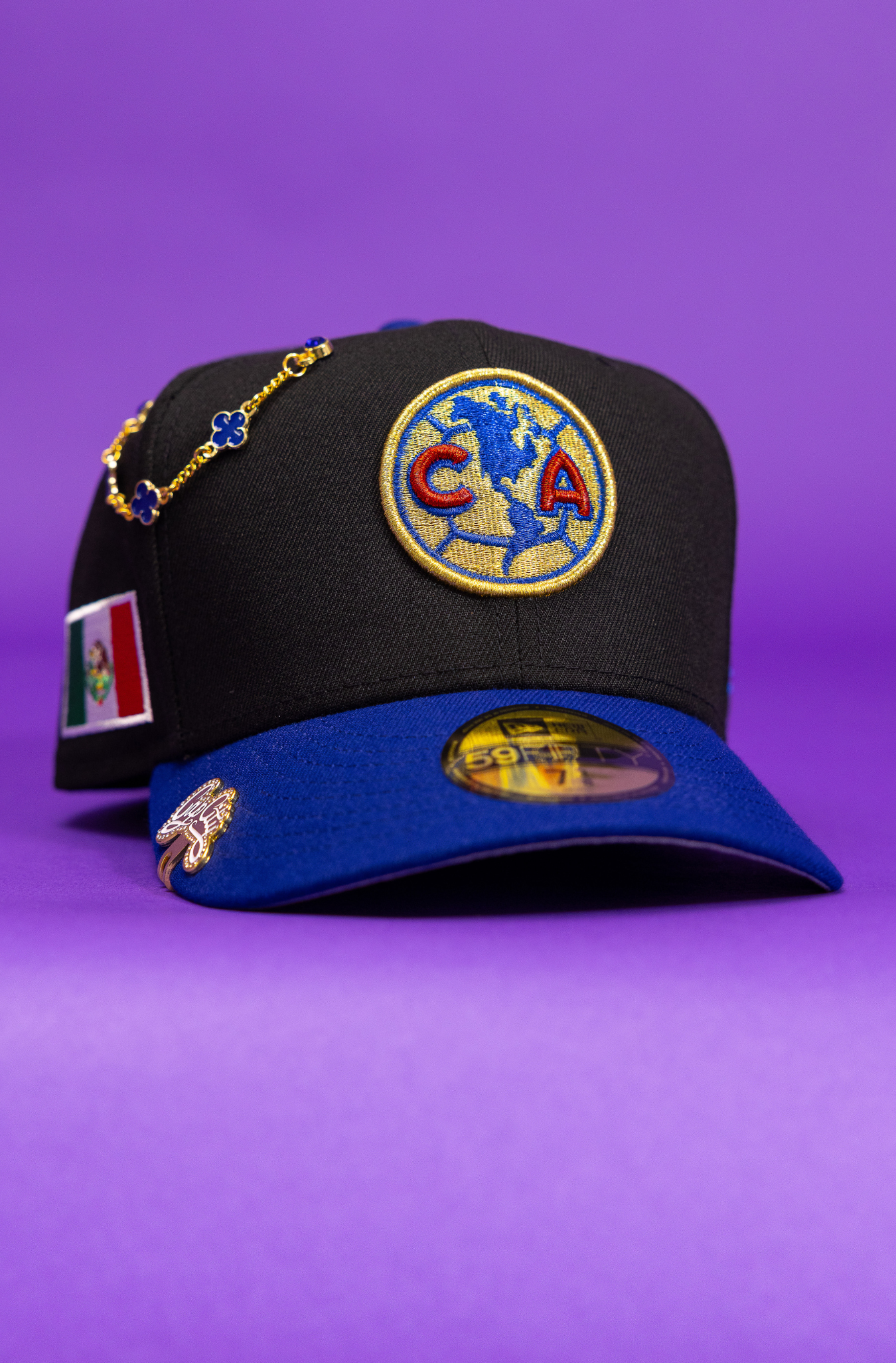 New Era Exclusive 59Fifty Black/Blue Club America W/ Mexico Flag Side Patch