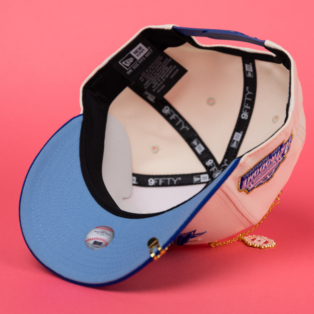 NEW ERA EXCLUSIVE 9FIFTY CHROME/ BLUE HOUSTON ASTROS SCRIPT SNAPBACK W/ ASTRODOME SIDE PATCH