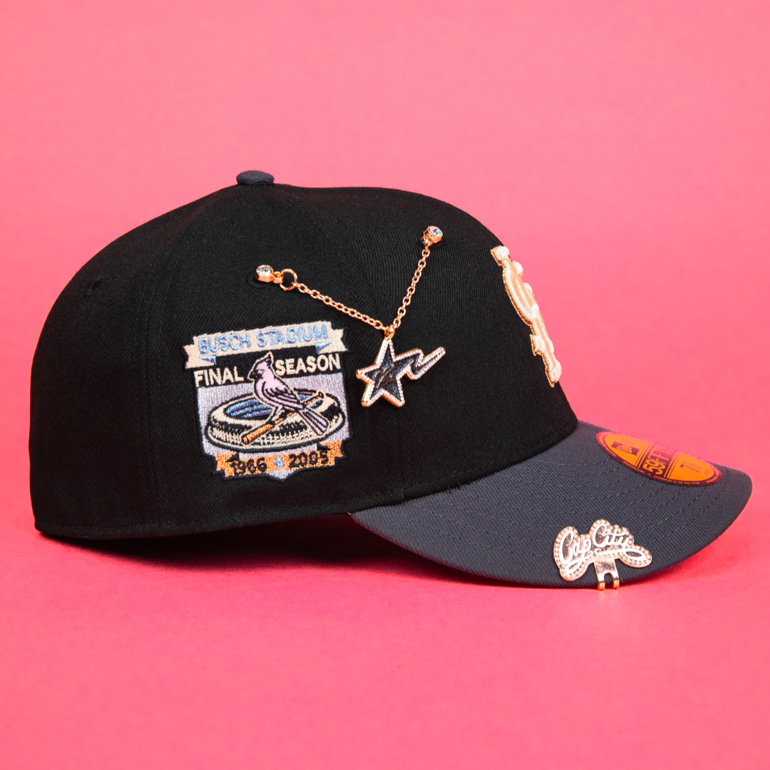 NEW ERA EXCLUSIVE 59FIFTY BLACK / GREY ST LOUIS CARDINALS W/ FINAL SEASON SIDE PATCH