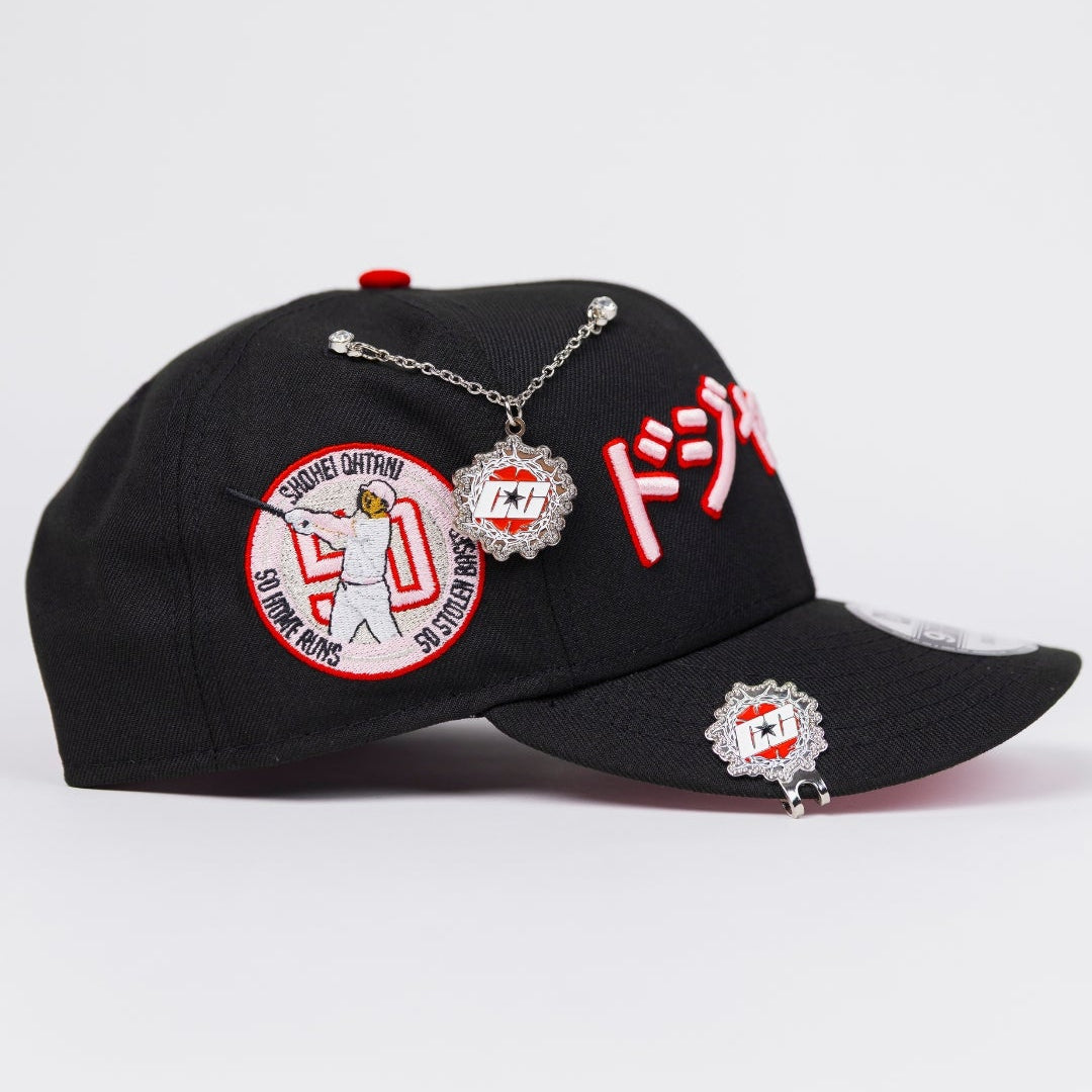 NEW ERA EXCLUSIVE 9FIFTY BLACK LOS ANGELES DODGERS SNAPBACK W/ JAPANESE SCRIPT + SHOHEI OHTANI SIDE PATCH