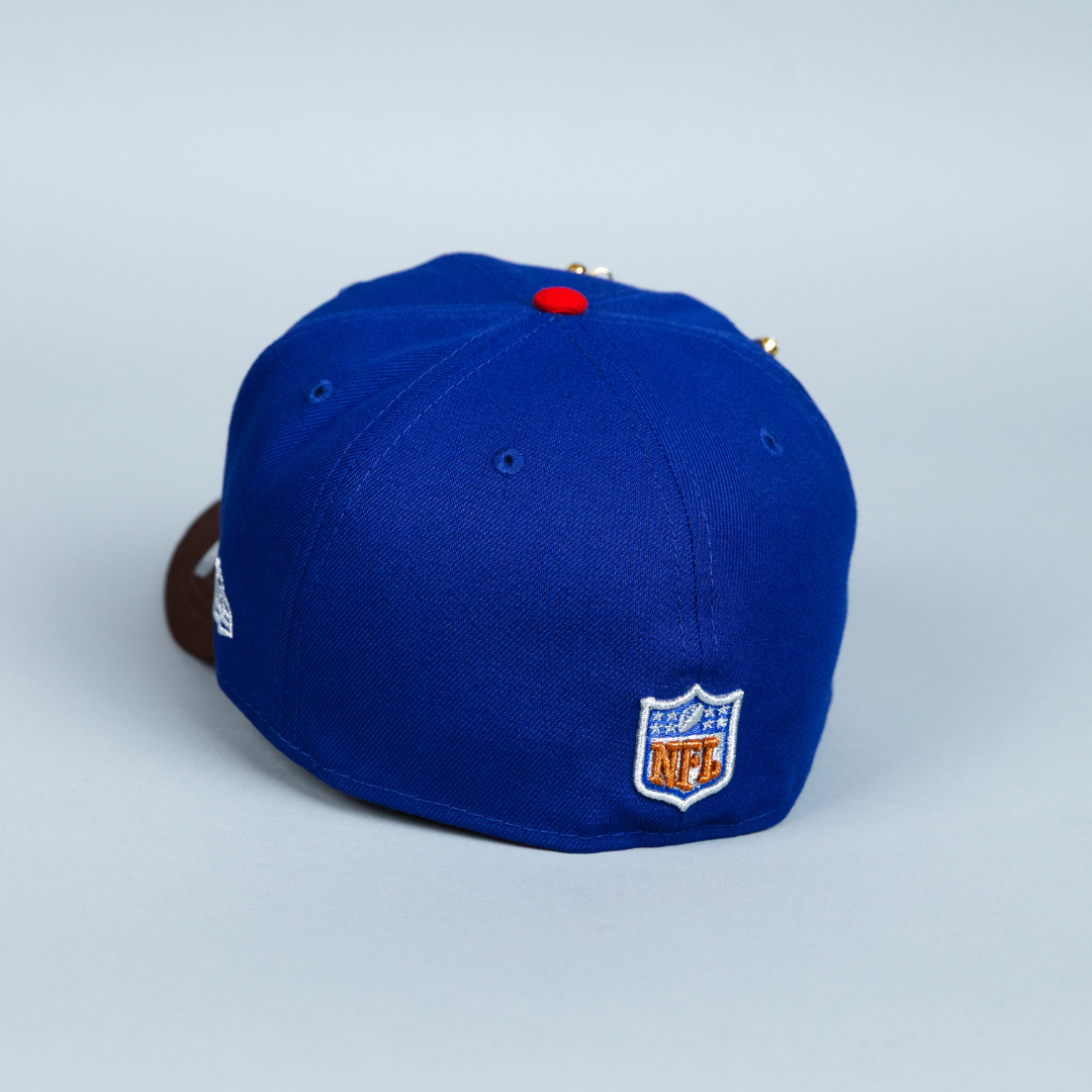 NEW ERA EXCLUSIVE 59FIFTY DARK BLUE/ BROWN LAS VEGAS RAIDERS W/ DRAFT SIDE PATCH