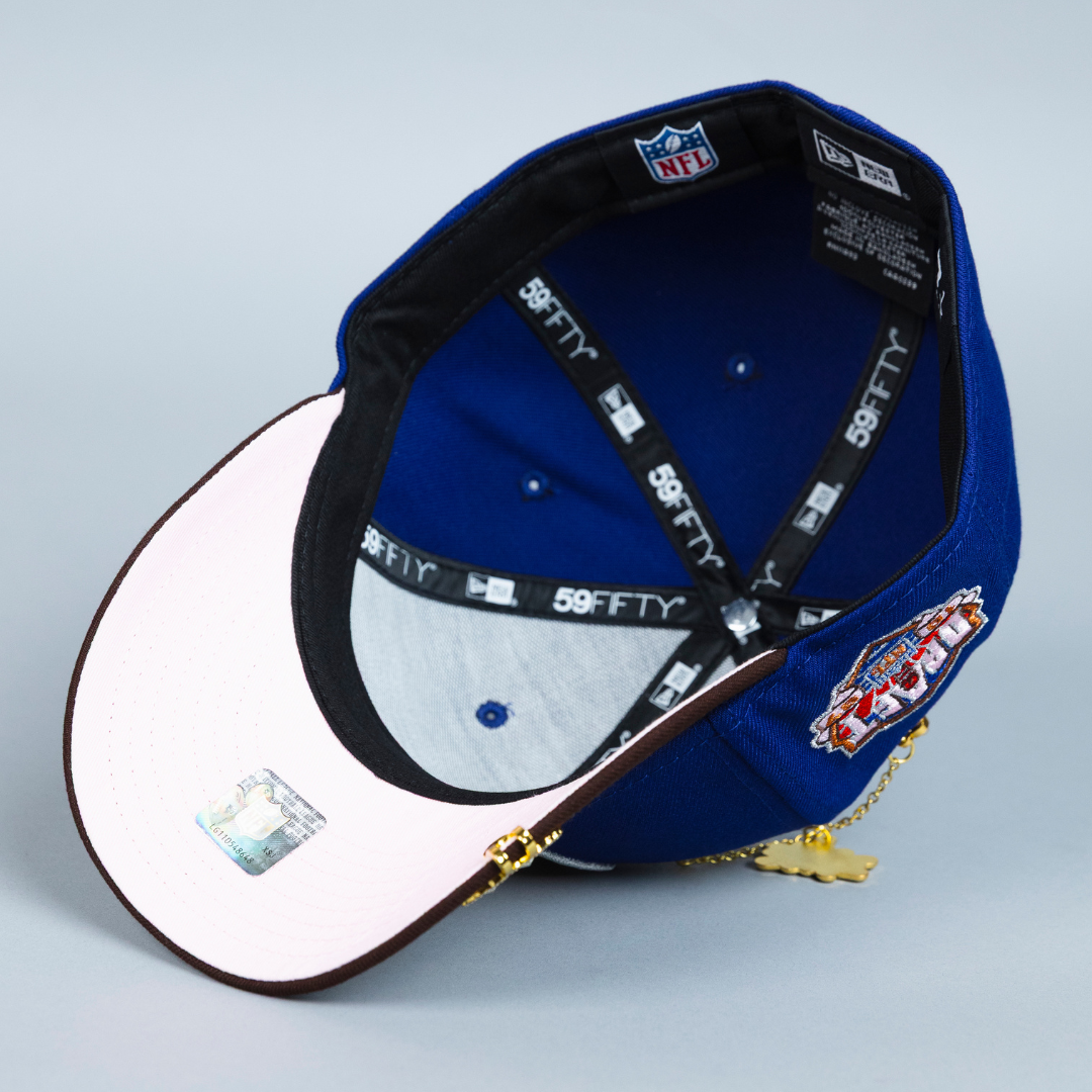 NEW ERA EXCLUSIVE 59FIFTY DARK BLUE/ BROWN LAS VEGAS RAIDERS W/ DRAFT SIDE PATCH
