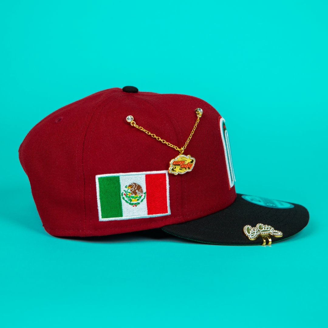 NEW ERA 9FIFTY BURGUNDY/ BLACK MEXICO WBC SNAPBACK W/ MEXICO FLAG SIDE PATCH