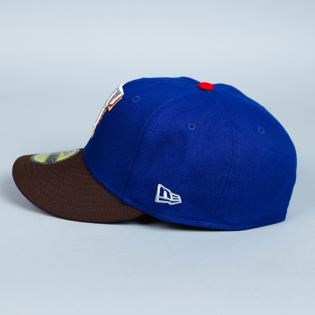 NEW ERA EXCLUSIVE 59FIFTY DARK BLUE/ BROWN TEXAS RANGERS W/ FINAL SEASON SIDE PATCH