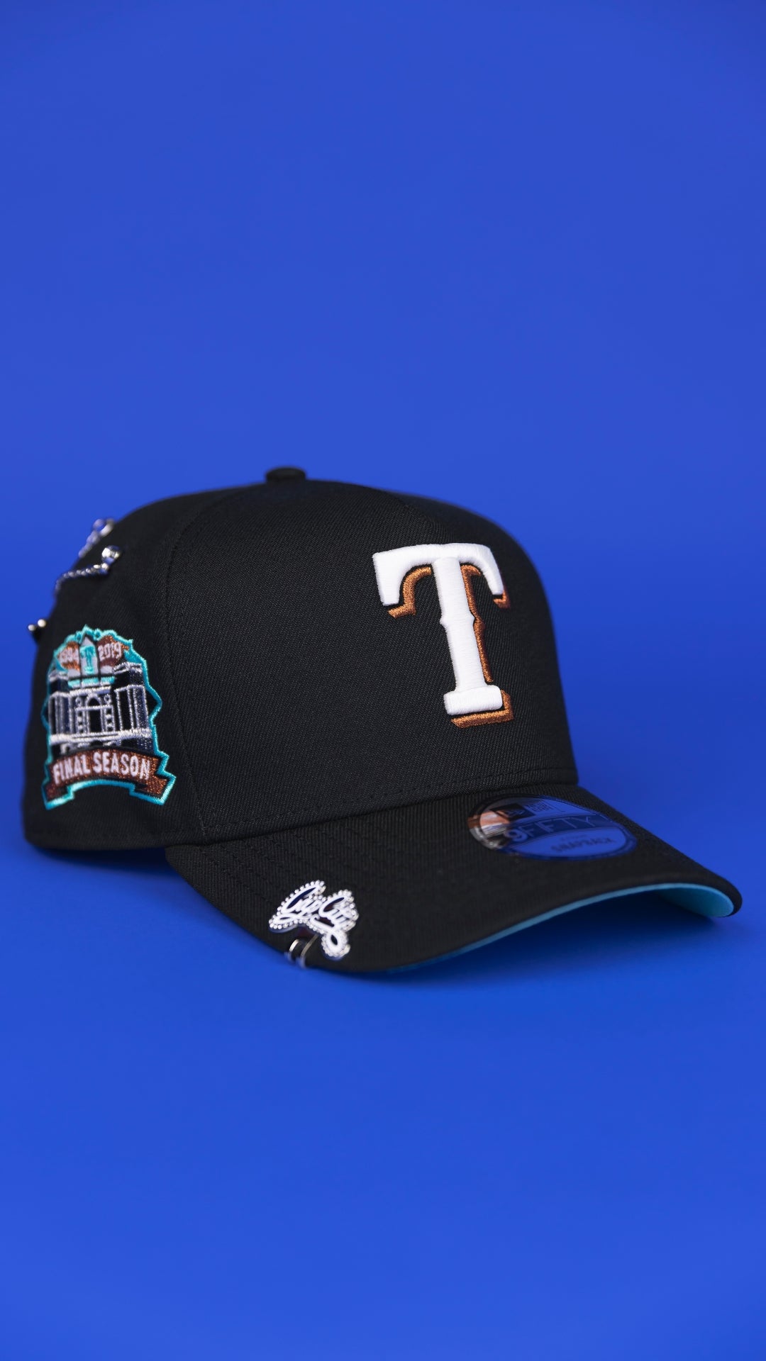 NEW ERA 9FIFTY A-FRAME BLACK TEXAS RANGERS SNAPBACK W/ FINAL SEASON SIDE PATCH