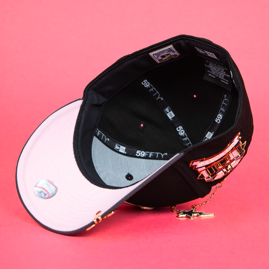 NEW ERA EXCLUSIVE 59FIFTY BLACK/ GREY TEXAS RANGERS W/ FINAL SEASON SIDE PATCH