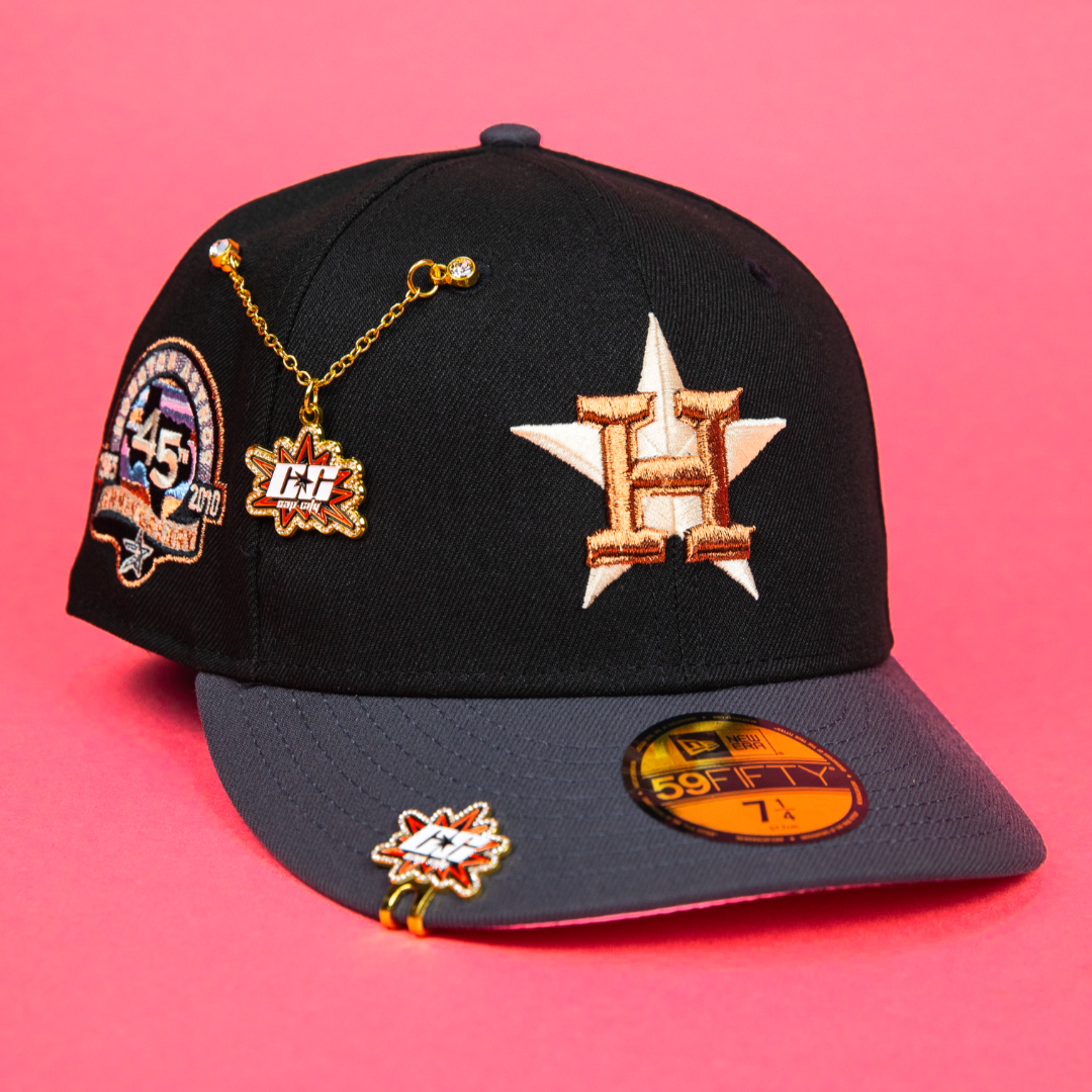 NEW ERA EXCLUSIVE 59FIFTY BLACK/ GREY HOUSTON ASTROS W/ 45TH ANNIVERSARY SIDE PATCH
