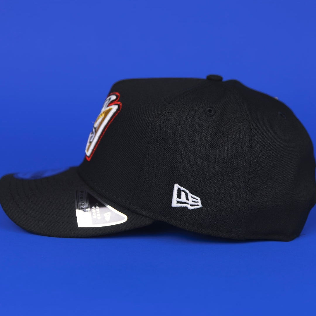 NEW ERA 9FIFTY A-FRAME BLACK ANAHEIM ANGELS SNAPBACK W/ 50TH ANNIVERSARY SIDE PATCH