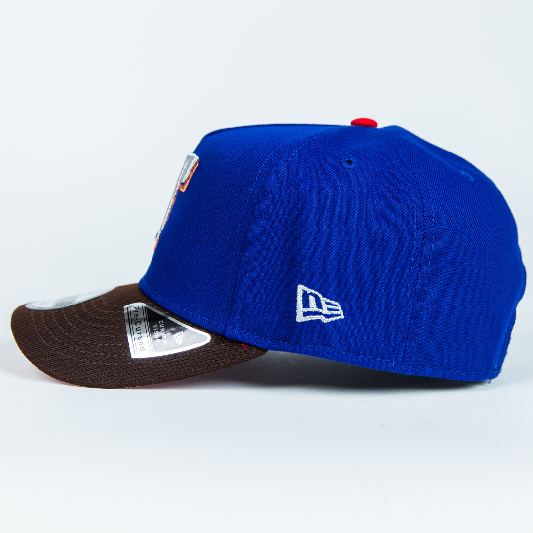 NEW ERA 9FIFTY A-FRAME BLUE/ BROWN TEXAS RANGERS SNAPBACK W/ FINAL SEASON SIDE PATCH