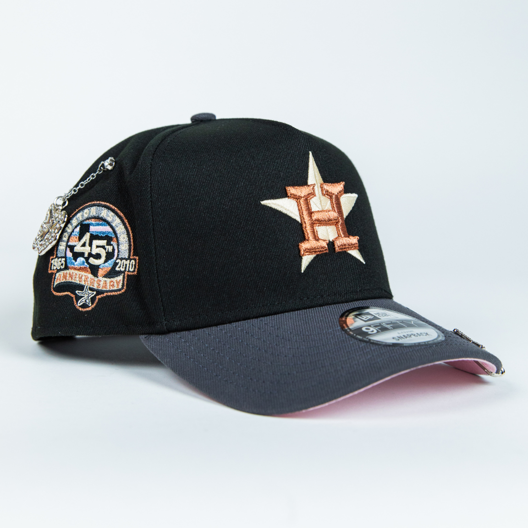 NEW ERA 9FIFTY A-FRAME BLACK/ GREY HOUSTON ASTROS W/ 45TH ANNIVERSARY SIDE PATCH
