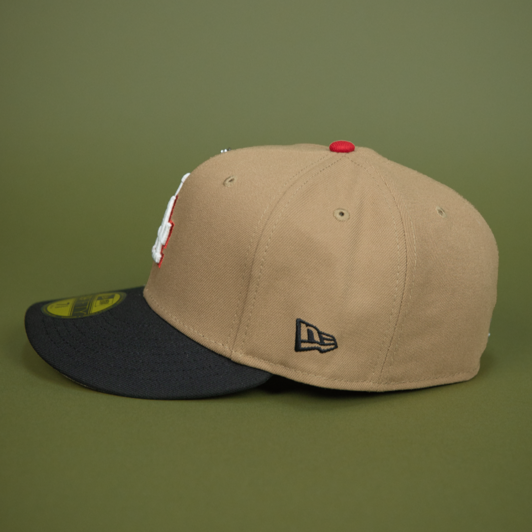 NEW ERA EXCLUSIVE 59FIFTY CAMEL BROWN LOS ANGELES DODGERS W/ 40TH ANNIVERSARY SIDE PATCH