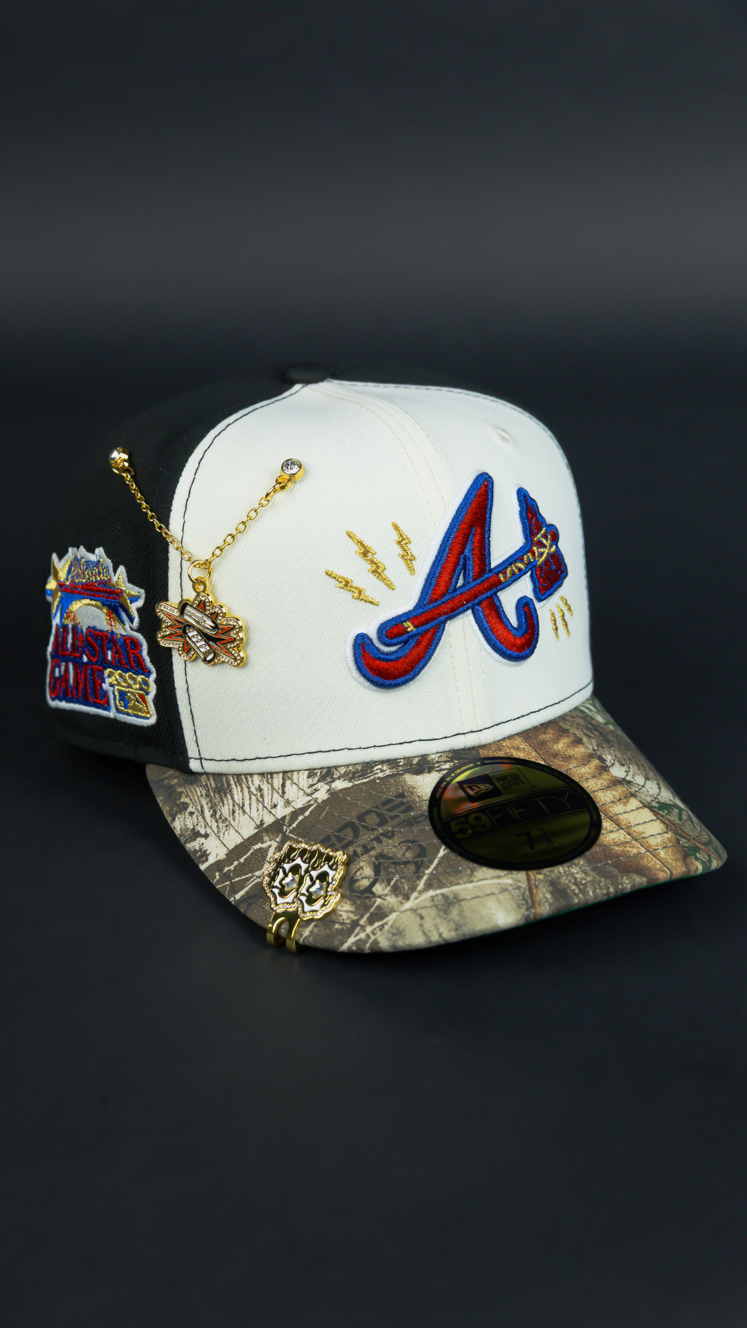 NEW ERA EXCLUSIVE 59FIFTY CHROME/ REALTREE ATLANTA BRAVES W/ 2000 ALL STAR GAME SIDE PATCH