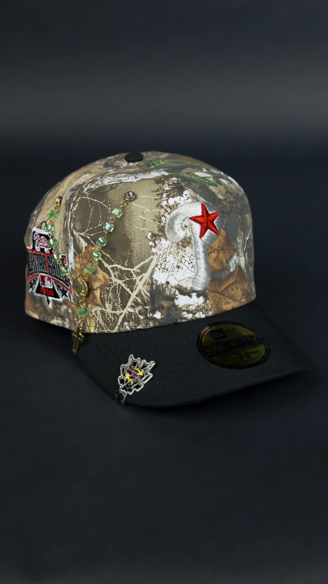 NEW ERA EXCLUSIVE 59FIFTY REALTREE/ BLACK PHILADELPHIA PHILLIES W/ 1996 ALL STAR GAME SIDE PATCH