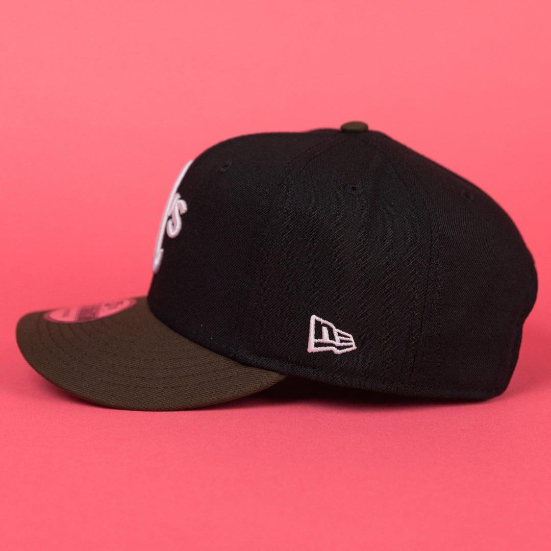 NEW ERA EXCLUSIVE 9FIFTY BLACK/ BROWN OAKLAND ATHLETICS W/ 50TH ANNIVERSARY SIDE PATCH