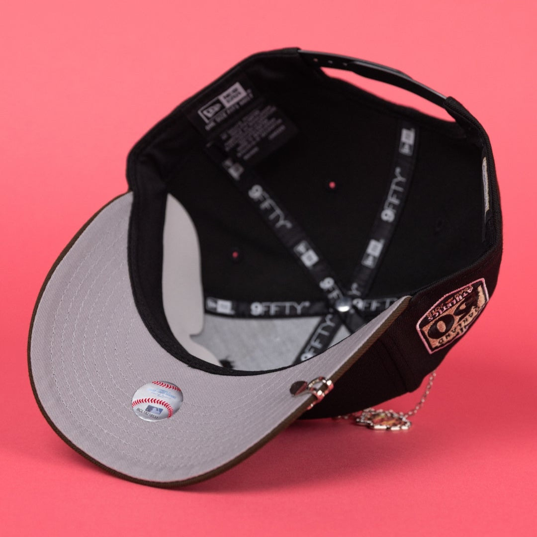 NEW ERA EXCLUSIVE 9FIFTY BLACK/ BROWN OAKLAND ATHLETICS W/ 50TH ANNIVERSARY SIDE PATCH