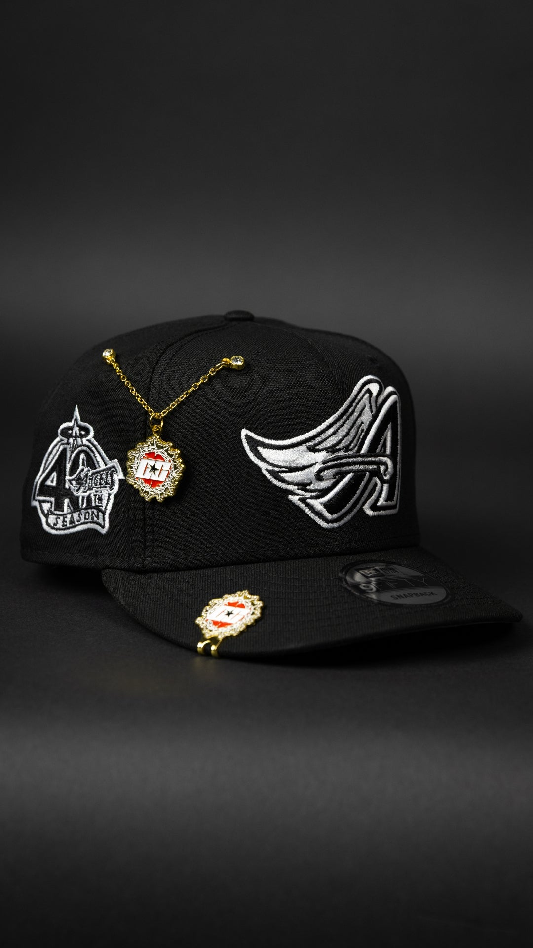 NEW ERA EXCLUSIVE 9FIFTY BLACK ANAHEIM ANGELS SNAPBACK W/ 40TH ANNIVERSARY SIDE PATCH