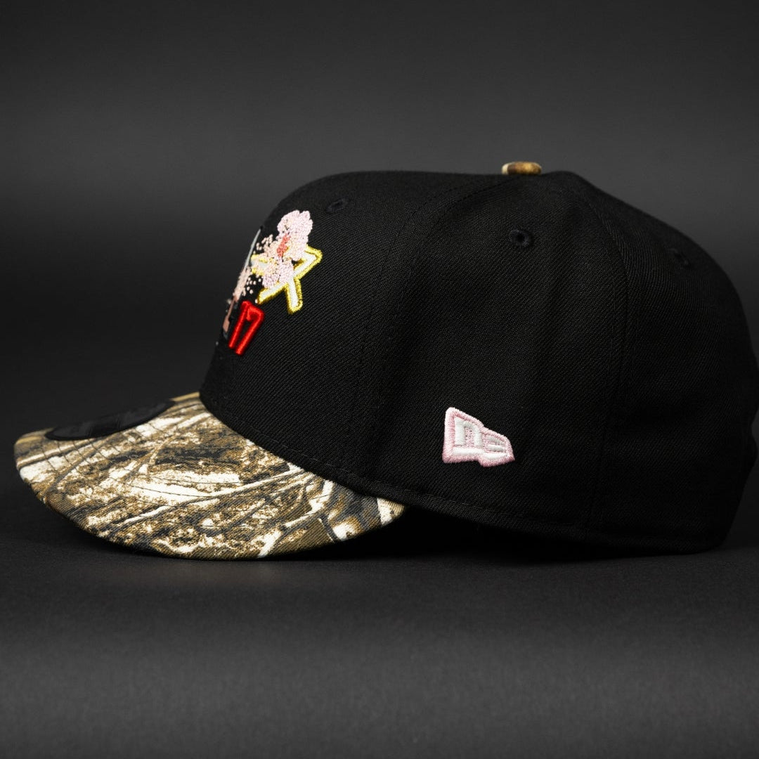 NEW ERA EXCLUSIVE 9FIFTY BLACK LOS ANGELES DODGERS SNAPBACK W/ JAPANESE PINK BLOSSOM + 'SHOHEI OHTANI" SIDE PATCH