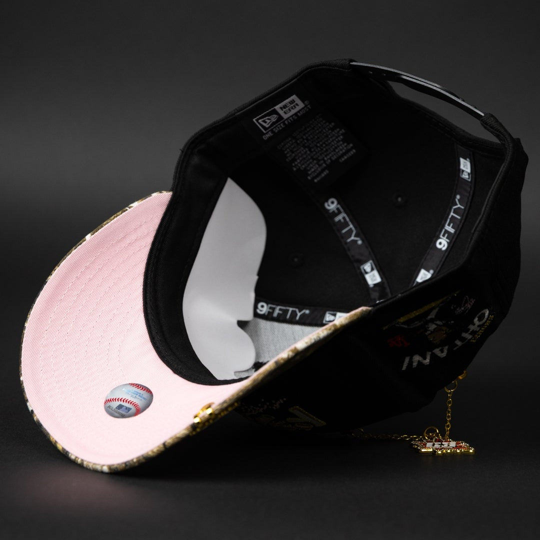 NEW ERA EXCLUSIVE 9FIFTY BLACK LOS ANGELES DODGERS SNAPBACK W/ JAPANESE PINK BLOSSOM + 'SHOHEI OHTANI" SIDE PATCH