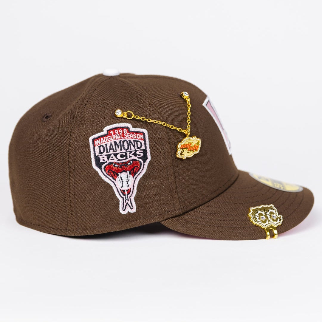 NEW ERA EXCLUSIVE 59FIFTY BROWN UPSIDE DOWN ARIZONA DIAMONDBACKS W/ 1998 INAUGURAL SEASON SIDE PATCH
