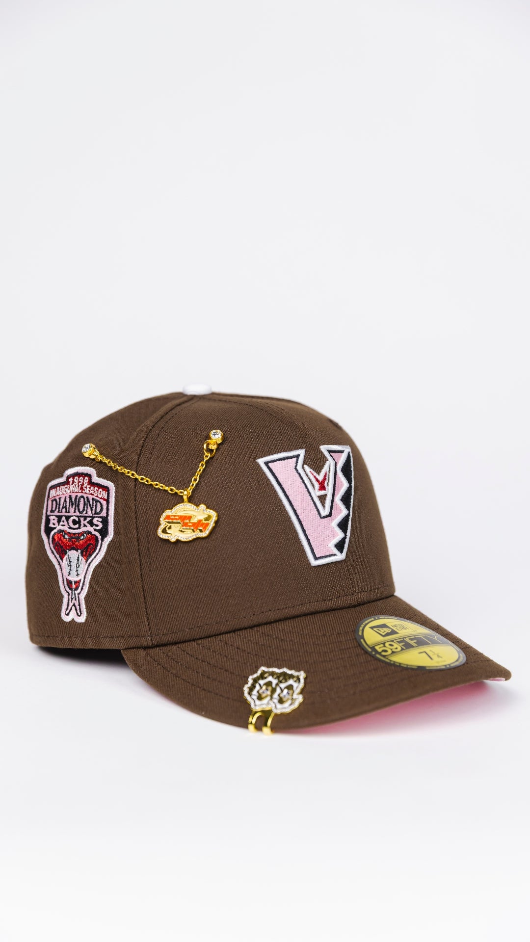 NEW ERA EXCLUSIVE 59FIFTY BROWN UPSIDE DOWN ARIZONA DIAMONDBACKS W/ 1998 INAUGURAL SEASON SIDE PATCH