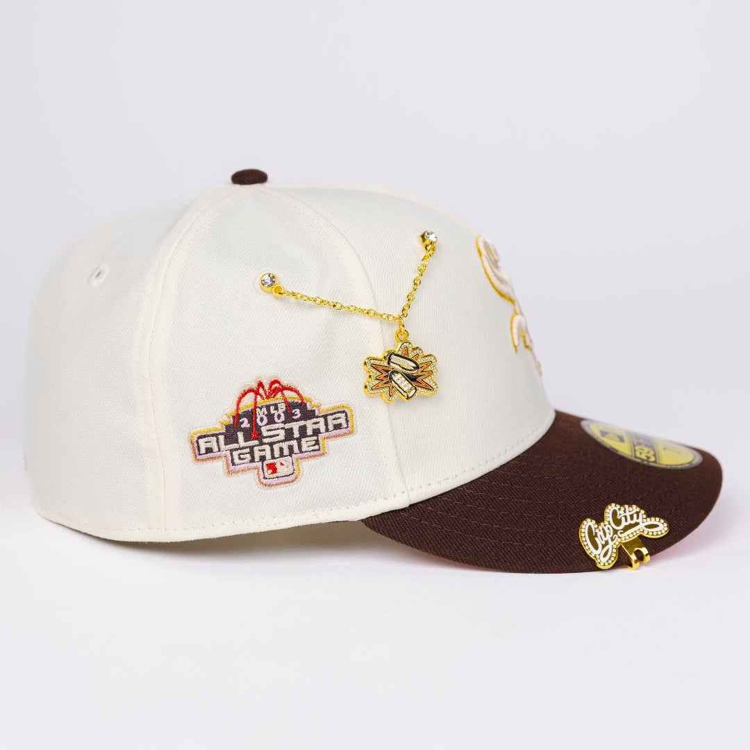 NEW ERA EXCLUSIVE 59FIFTY CHROME/ BROWN CHICAGO WHITE SOX W/ 2003 ALL STAR GAME SIDE PATCH